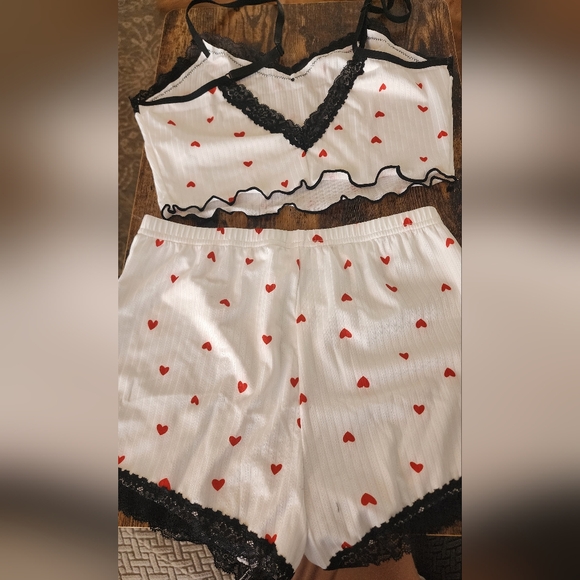 Heart Print Women's Pajama Set - Picture 2 of 2
